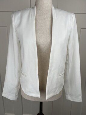 FRNCH Paris Blazer Jacket White M NWT Open Front Hook Minimalist Chic
